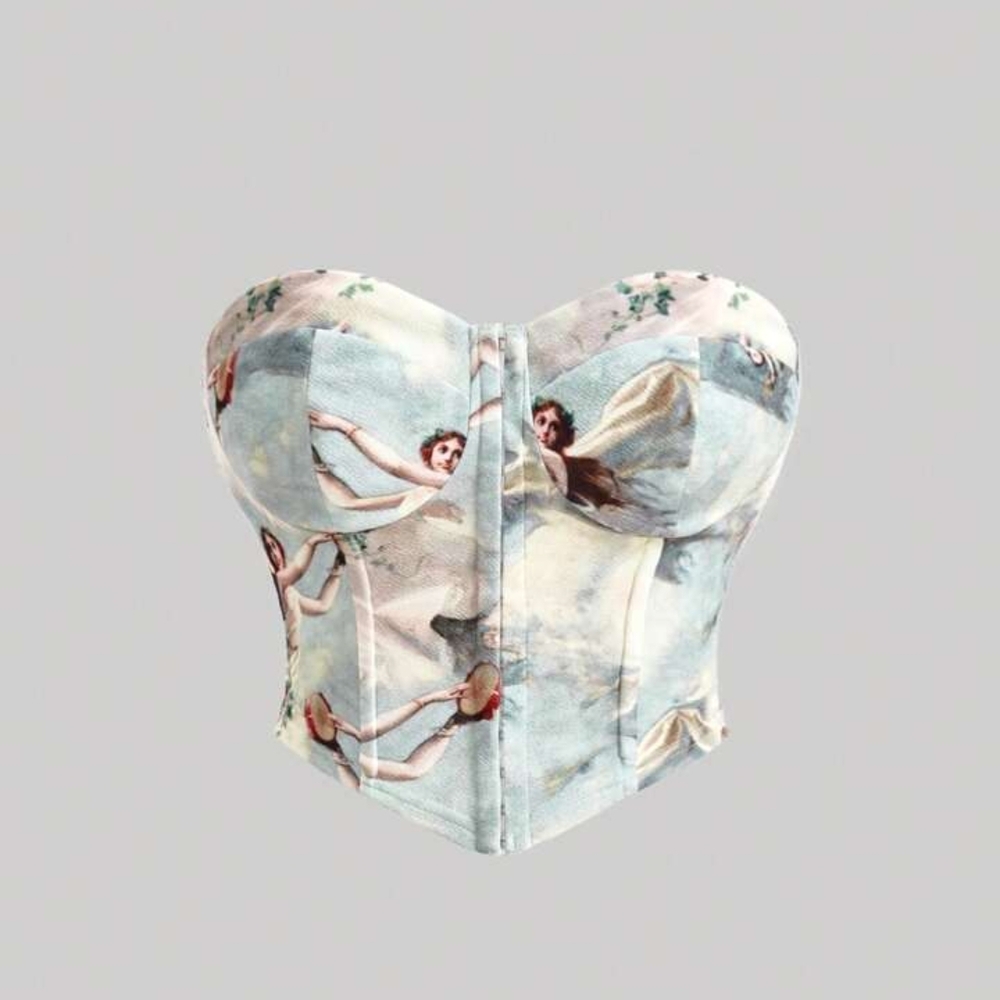 SHEIN Artistic Print Bustier Top - Multicolor